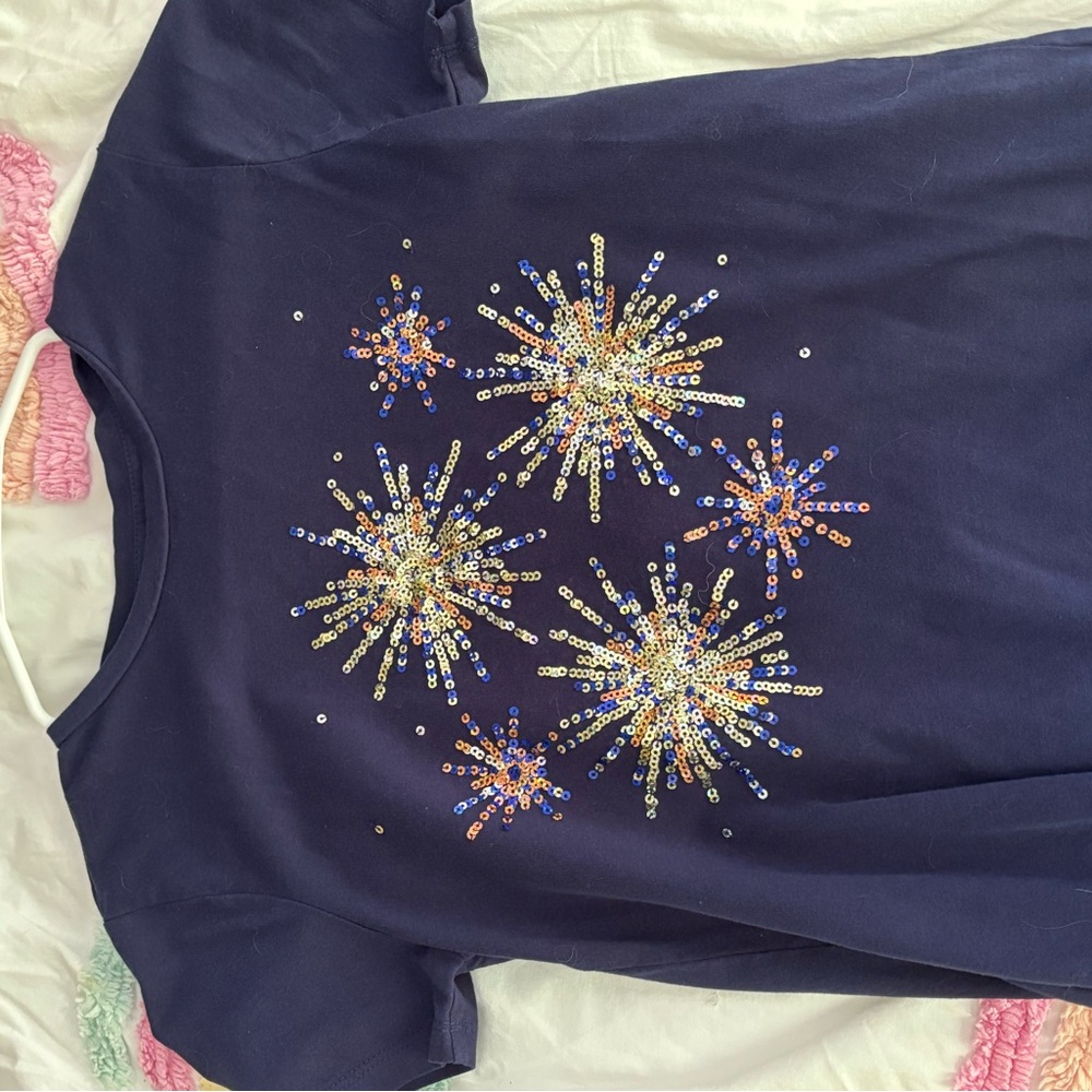 Crewcuts Kids Tee with Sequin Fireworks Design - Picture 2 of 2